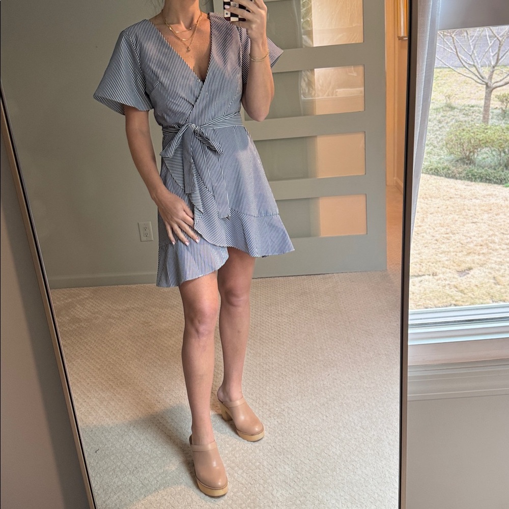 J.O.A. Navy and White Striped Mini Dress